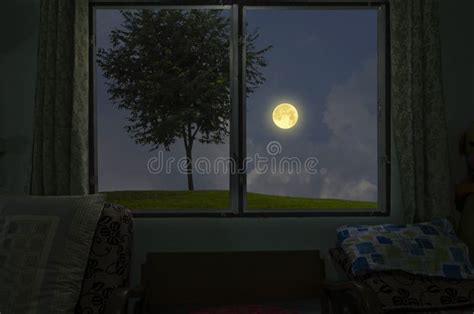 Moonlight Drop Through The Window To The Bedroom Stock Image Image Of