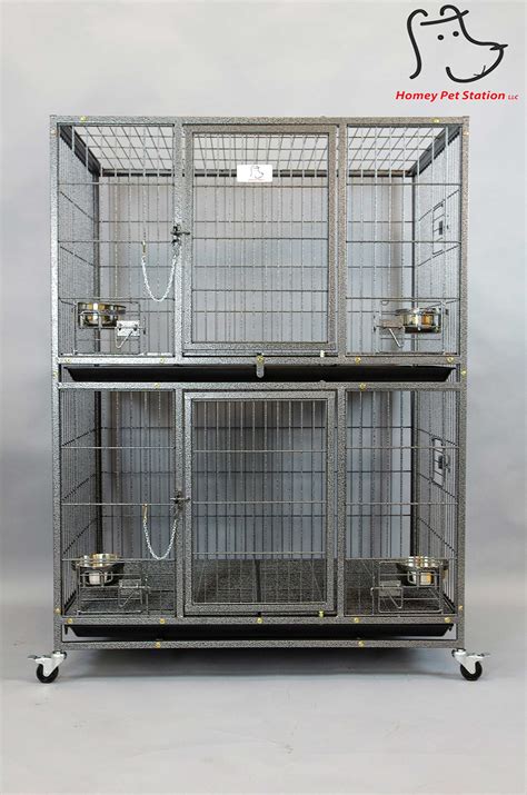 New 37 Homey Pet Two Tier Pet Dog Cat Cage With Feeding Door And Bowls