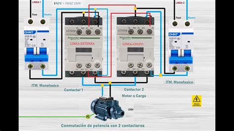 Conmutación De Dos Contactores Youtube