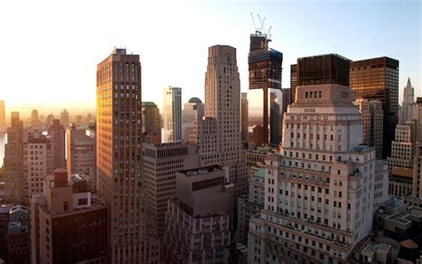 Download Wallpaper 1680x1050 New York Sunset Buildings Skyscrapers