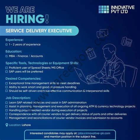 Innovative Pvt Ltd Jobs Service Delivery Executive