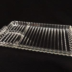 Hazel Atlas Snack Plate Clear Glass Tray Ribbed Design Bubble Etsy