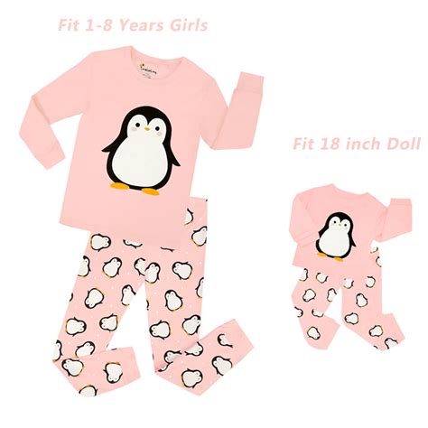 New Fashion Girls Penguins Pajamas Kids Pink Sleepwear Baby Girls And