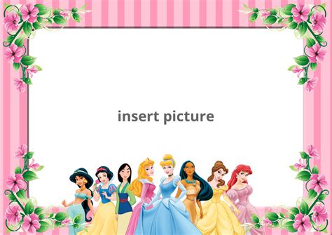 Disney Princess Stripe Png Frame Printable Png Frames Cartoon