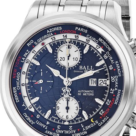 Ball Trainmaster World Time Gmt Chronograph Automatic Cm2052d Sj Bk