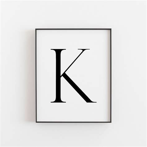 Letter K Wall Decor Letter K Print Letter K Poster Letter K Etsy