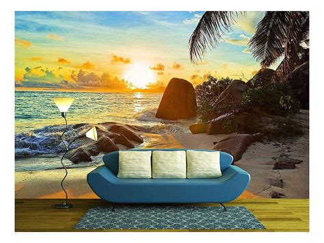 Wall26 Tropical Beach At Sunset Nature Background Removable Wall Mural Self Adhesive Large