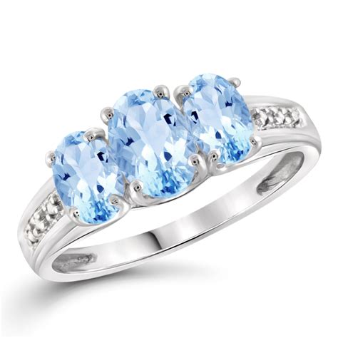 220 Cttw Genuine Blue Topaz Gemstone And Accent White Diamond Ring In