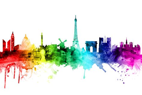 Paris Skyline Rainbow Wall Mural And Photo Wallpaper Photowall