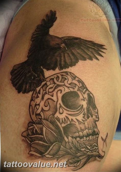 Photo Tattoo Raven On The Skull 18022019 №169 Tattoo With Skull And
