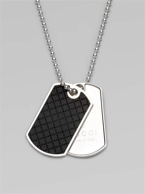 Gucci Diamente Dogtag Necklace In Black For Men Lyst