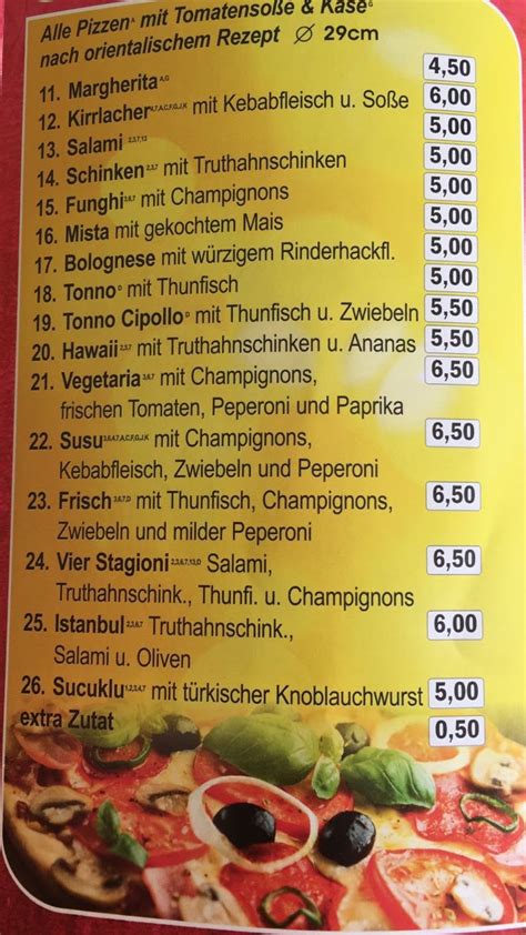 That's how many variations of our classic round pizza we offer! Preisliste mit Menü vom Kirrlacher Döner und Pizza Haus ...