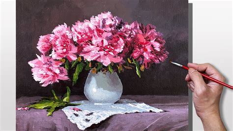 Acrylic Painting Peony Bouquet Correa Art YouTube