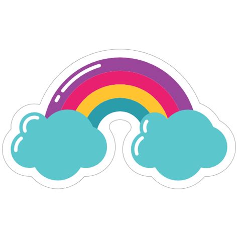 Rainbow And Clouds Hippie Sticker