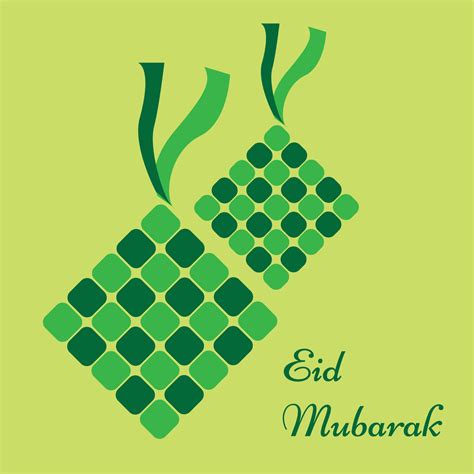 Eid Mubarak Islamic Greeting Card Design With Ketupat Hari Raya Idul