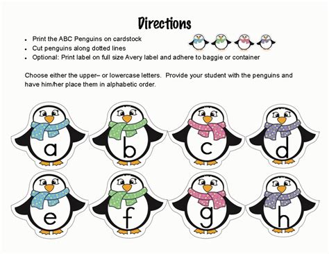 Adorable Abc Order Printable With Playful Penguins