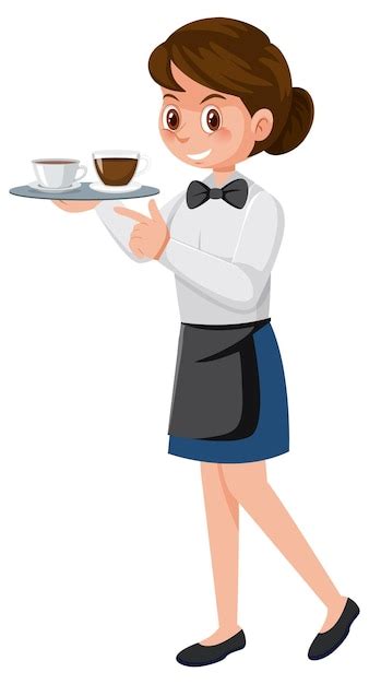 Premium Vector Cute Waitress Serving Coffee
