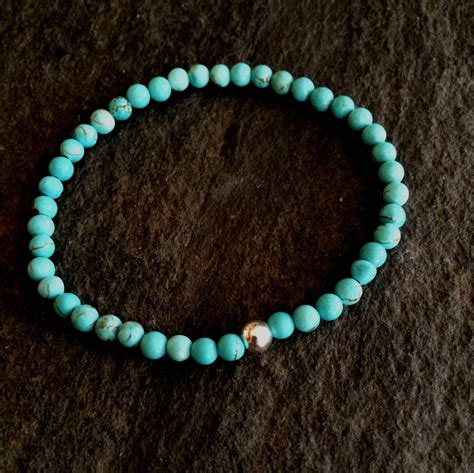 Turquoise STRETCH Bracelet With Sterling Silver Or Gold Fill Bead