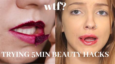 trying 5min craft beauty hacks youtube