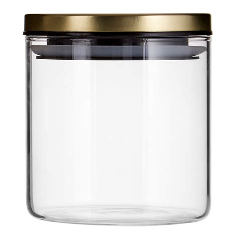 Freska Airtight Glass Storage Jar Gold Metal Lid Food Preserving
