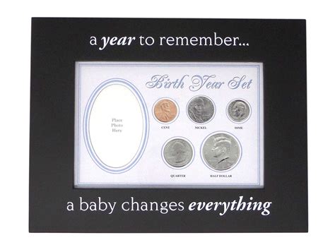 2019 Birth Year Coin Set In Blue Baby Picture Frame Holder
