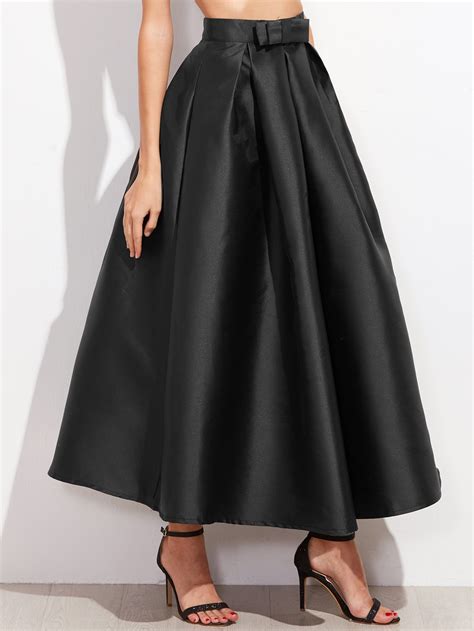 Bow Trim Box Pleated Skirt Pleated Long Skirt Skirt Outfits Evening
