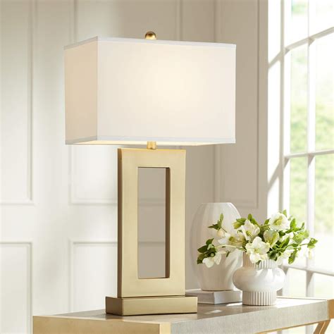 Marshall Modern Luxe Gold Finish Open Rectangle Table Lamp 93a95