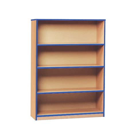Monarch School Open Blue Edged Bookcase 1 Fixed 2 Adjustable Shelves