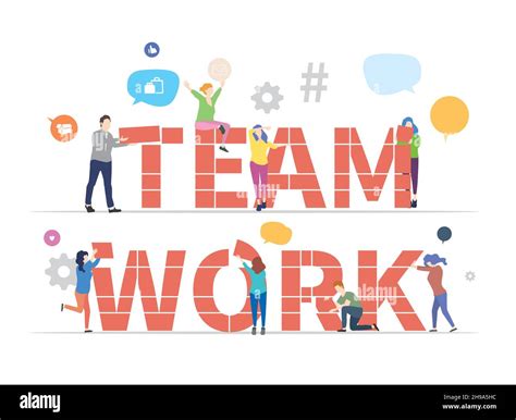 Teamwork Illustration Team Work Communication Partnership Vector