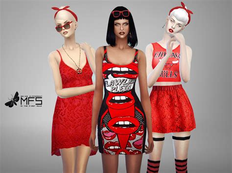 missfortunesims mfs red mood collection the set emily cc finds