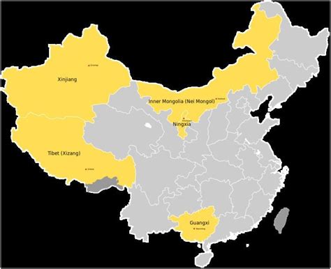 China Autonomous Regions Map China Should NOT Grant Independence To