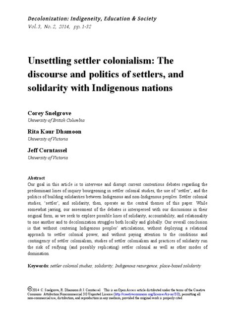 Unsettling Settler Colonialism Pdf Pdf Colonialism Cherokee