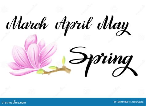 Springtime Set Black Script And Colorful Flower Stock Illustration