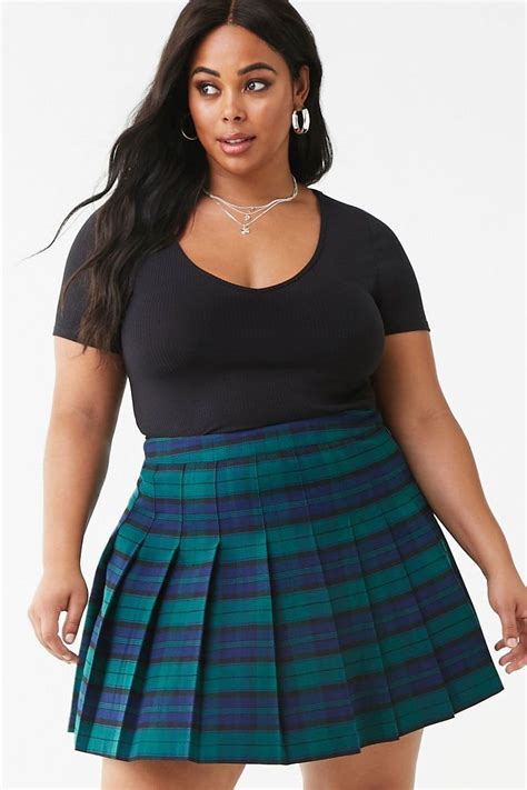 plus size pleated plaid mini skirt forever 21 plus size mini skirt outfit plus size outfits