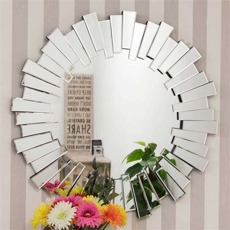 Large Modern Design Round Sophisticated Sunburst Venetain Wall Mirror