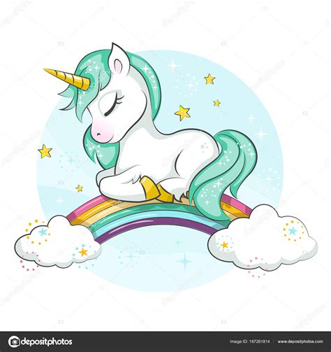 Little Pony Cute Magical Unicorn Rainbow Vector Design Isolated White