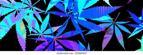 Abstract Psychedelic Cannabis Leaf Pattern Background Stock