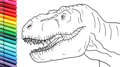 How To Draw A T Rex Head Dinosaur From Jurassic Parck Youtube