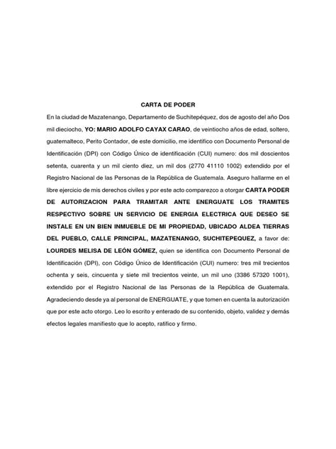 Carta De Poder Ottodocx Guatemala Gobierno