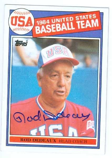 Wrestling leader membership plus copper, bronze, & silver certiﬁcations coaches must be current wrestling leader (coach) members of usa wrestling to take courses or Rod Dedeaux autographed baseball card 1985 Topps #389 (Team USA USC Coach)