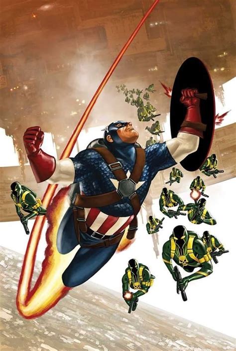 Captain America Vs Hydra Art By Steve Epting Comic Illustration
