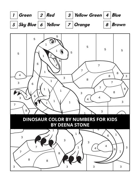 Dinosaur Color By Numbers For Kids Deena Stone