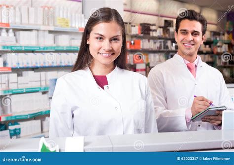 Two Pharmacists In Modern Pharmacy Stock Image Image Of Occupation