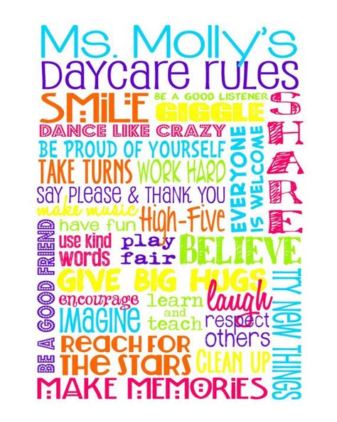Classroom Rules Edited For A Daycare Or Preschool Bright Colors