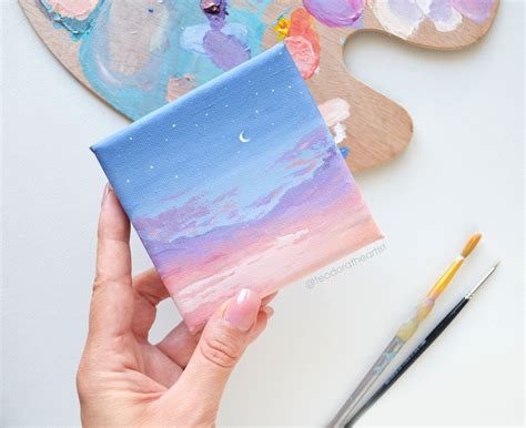 Mini Painting Dreamscape Acrylic Painting On Small Canvas Aesthetic