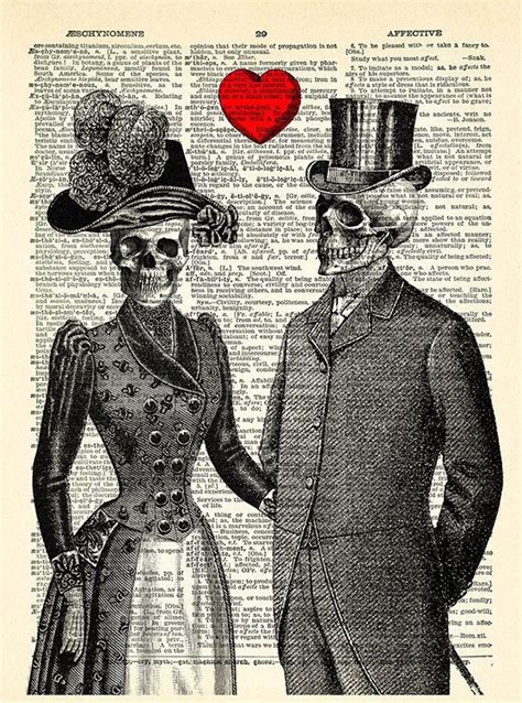 Skeleton Couple Skull Heart Love Art Print Gothic Bedroom Etsy Love