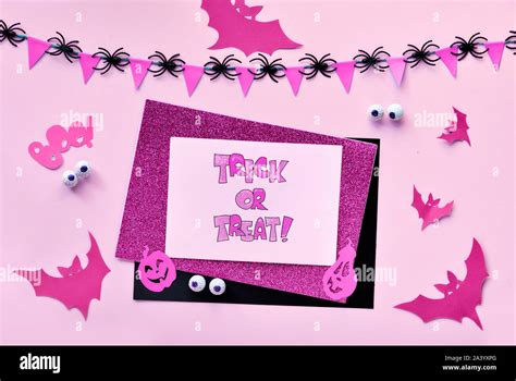 Creative Paper Craft Halloween Flat Lay With Garland Of Flags And