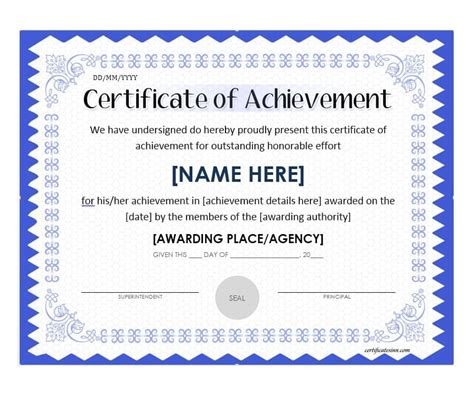 Create your custom design certificate with our online certificate maker, or choose from a template. Certificate-of-Achievement-Template-doc-download-editable ...