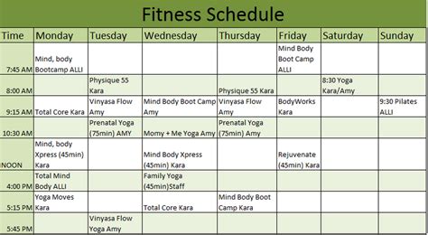9 Free Fitness Schedule Templates In Ms Word And Ms Excel Format