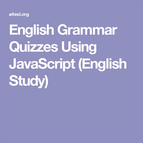 English Grammar Quizzes Using JavaScript (English Study) | English study, English vocabulary ...